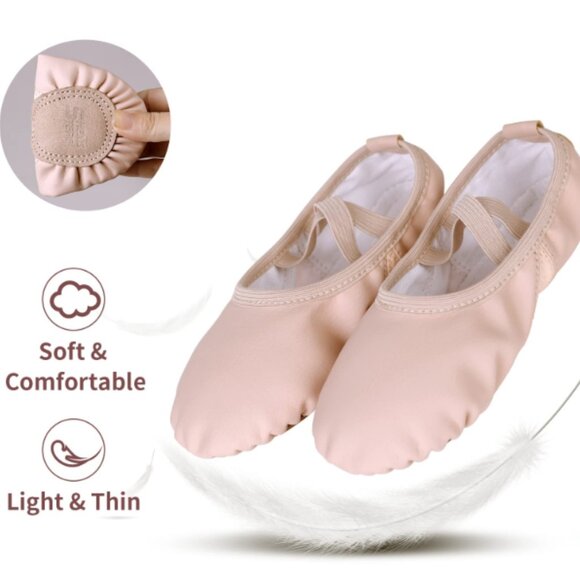 Sheng Te Ao Pointe Ballet Shoes 22cm 3.5M Big Kid size Breathable Leather nude - Picture 4 of 6